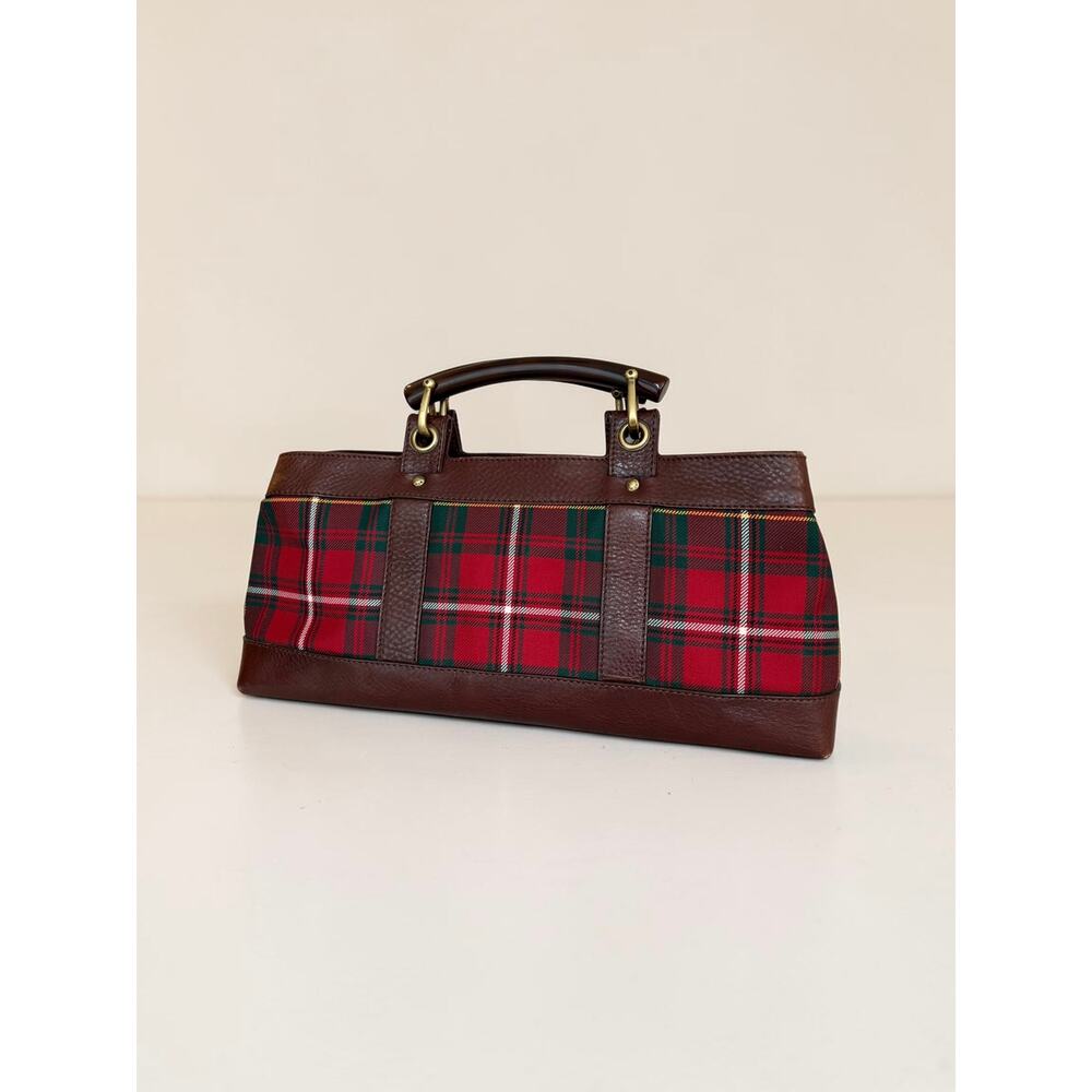 Red Burberry East West Picnic Check Bag Lucite Horn Handles - Picture 16 of 16